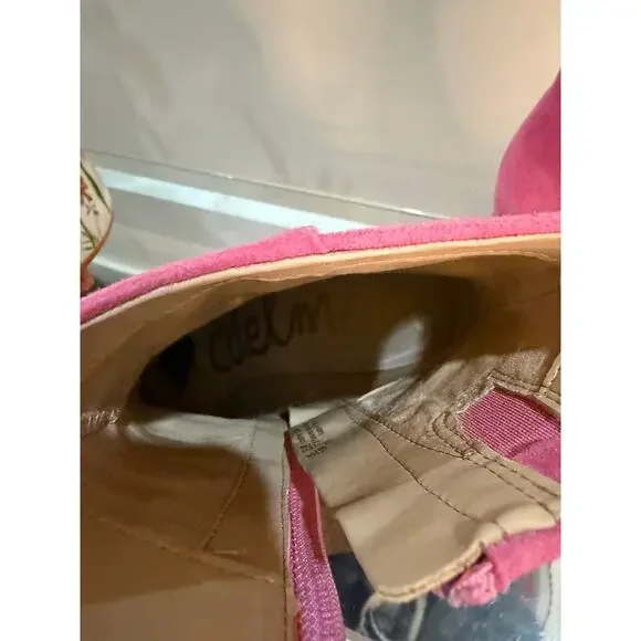 Pink Suede Sam Edelman Ankle Boots Size 7.5 | 3.5” Chunky Heel - Picture 5 of 7